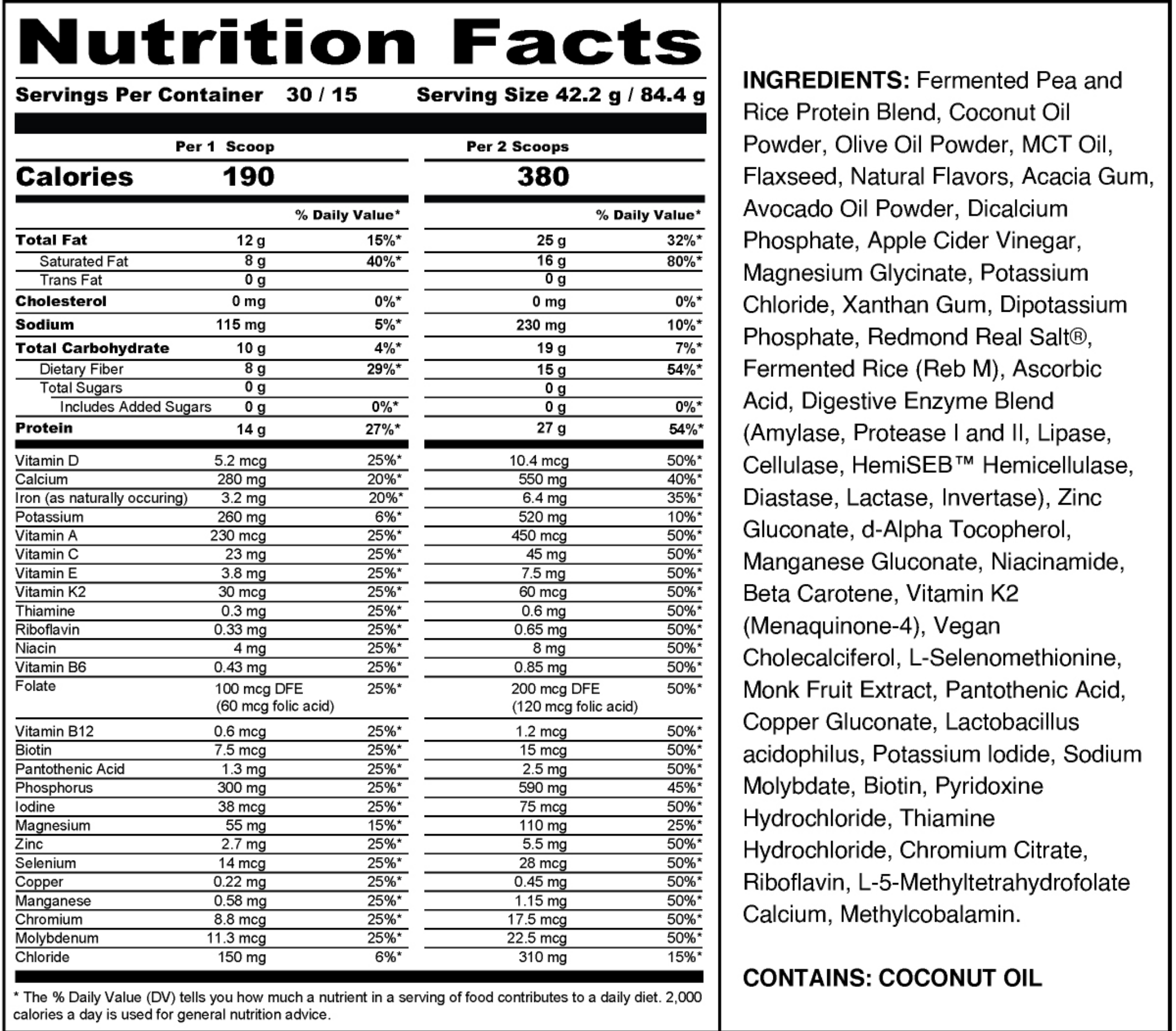 Vanilla Nutrition Facts